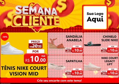 Modelo de Encarte para Encarte A4 Horizontal com o tema Semana do Cliente para Calçados