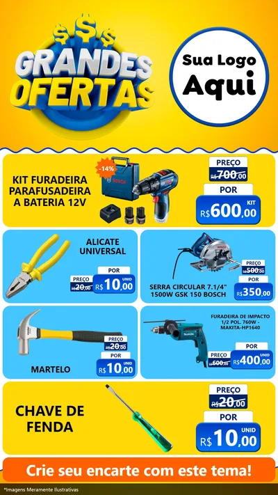 Modelo de TV para TV Vertical com o tema Grandes Ofertas para Maquinas e Ferramentas
