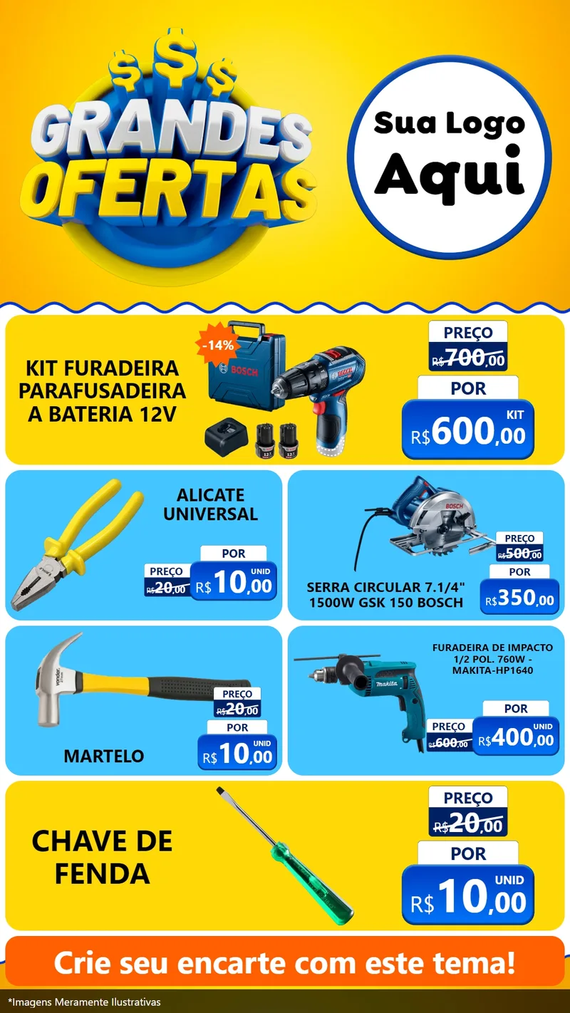 Modelo de TV para TV Vertical com o tema Grandes Ofertas para Maquinas e Ferramentas