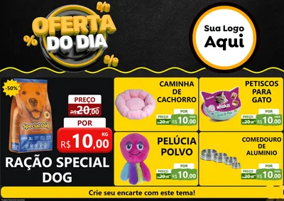 Modelo de Encarte para Encarte A4 Horizontal com o tema Oferta Do Dia para Pet Shop