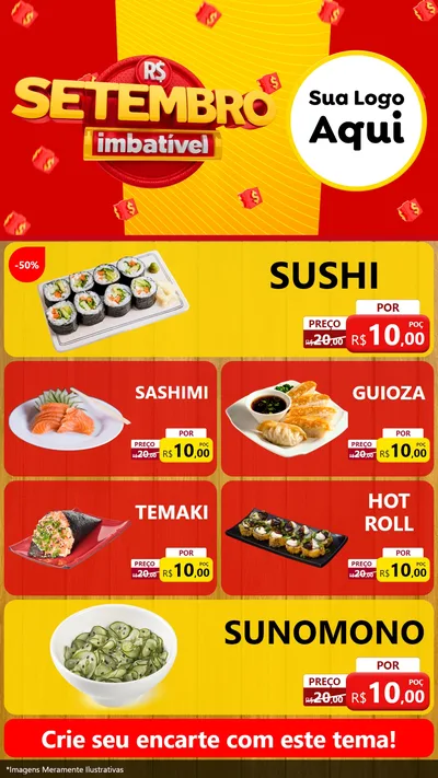 Modelo de TV para TV Vertical com o tema Setembro Imbatível para Comida japonesa