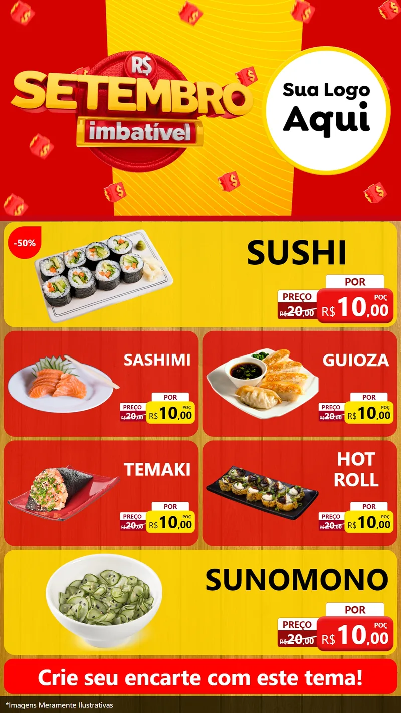Modelo de TV para TV Vertical com o tema Setembro Imbatível para Comida japonesa