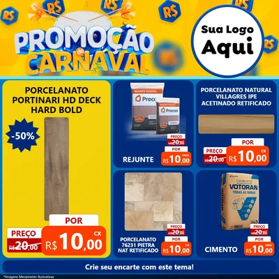 Modelo de Rede Social para Feed Facebook com o tema Promoção de Carnaval para Pisos e revestimentos