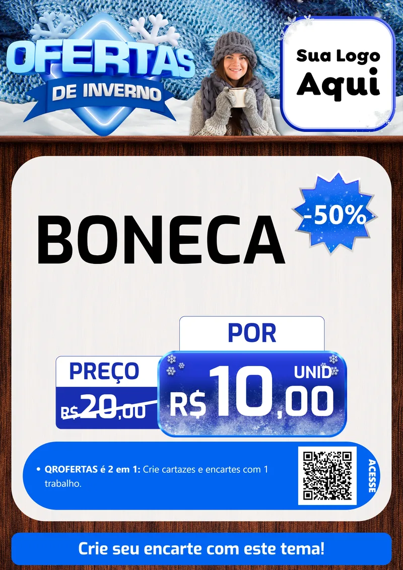 Modelo de Cartaz para Cartaz A4 Vertical com o tema Ofertas de Inverno para Brinquedos