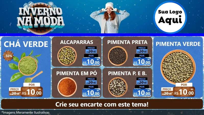 Modelo de TV para TV Horizontal com o tema Inverno na Moda para Produtos Naturais