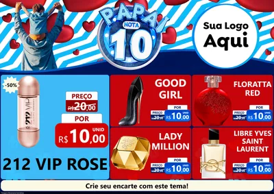 Modelo de Encarte para Encarte A4 Horizontal com o tema Papai Nota 10 para Perfumes