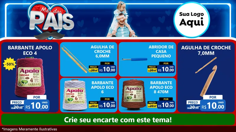 Modelo de TV para TV Horizontal com o tema Mês Dos Pais para Armarinho e Aviamentos