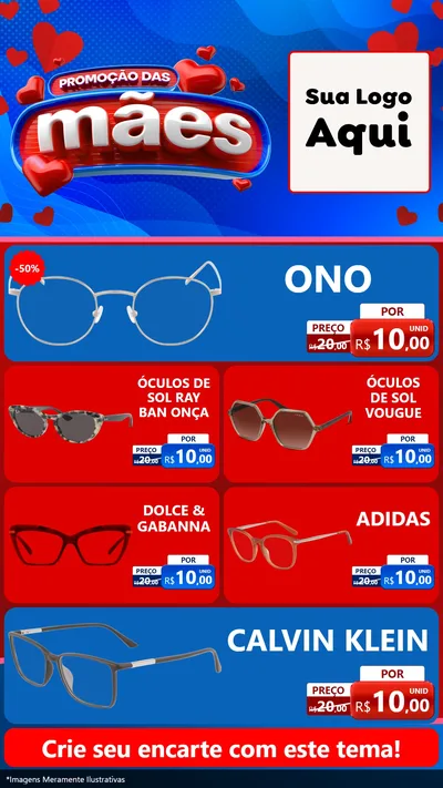 Modelo de TV para TV Vertical com o tema Promoção das Mães para Óticas