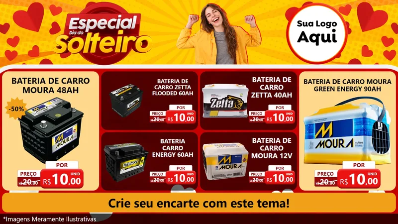 Modelo de TV para TV Horizontal com o tema Especial Dia do Solteiro para Baterias Elétricas