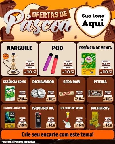 Modelo de Rede Social para Feed Instagram com o tema Ofertas de Páscoa para Tabacaria
