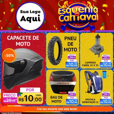 Modelo de Rede Social para Feed Facebook com o tema Esquenta de Carnaval para Moto peças