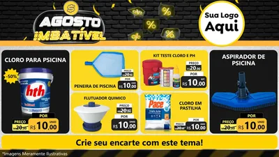 Modelo de TV para TV Horizontal com o tema Agosto Imbatível para Produtos para Piscina