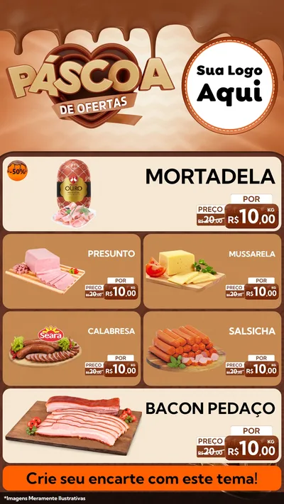 Modelo de TV para TV Vertical com o tema Páscoa de Ofertas para Frios e Laticínios
