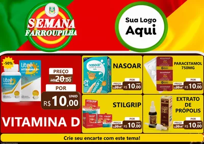 Modelo de Encarte para Encarte A4 Horizontal com o tema Semana Farroupilha para Farmácia