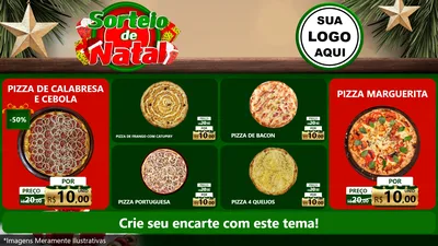 Modelo de TV para TV Horizontal com o tema Sorteio de Natal para Pizzaria