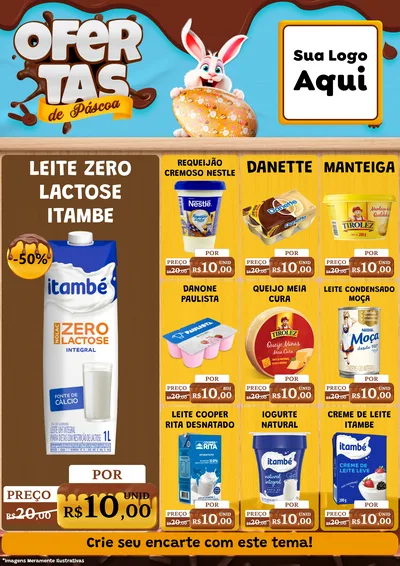 Modelo de Encarte para Encarte A4 Vertical com o tema Ofertas de Páscoa para Frios e Laticínios