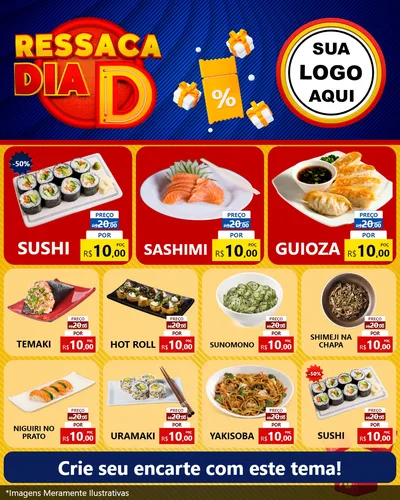 Modelo de Rede Social para Feed Instagram com o tema Ressaca Dia D para Comida japonesa