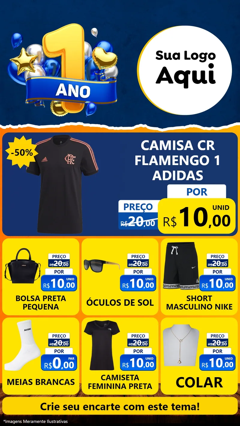 Modelo de Rede Social para Stories com o tema Um Ano de Aniversário para Roupas e acessórios