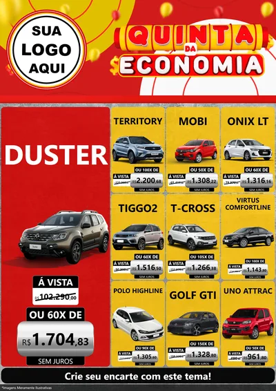 Modelo de Encarte para Encarte A4 Vertical com o tema Quinta da Economia para Concessionaria de Carros