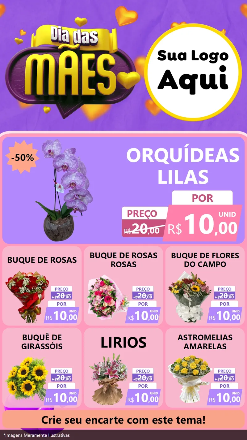 Modelo de Rede Social para Stories com o tema Dia das Mães para Floricultura e jardim