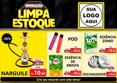Modelo de Encarte para Encarte A4 Horizontal com o tema Operação Limpa Estoque para Tabacaria