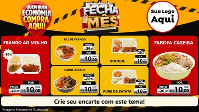 Modelo de TV para TV Horizontal com o tema Fecha Mês para Restaurante