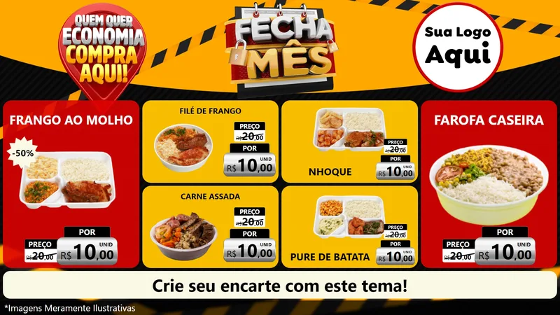 Modelo de TV para TV Horizontal com o tema Fecha Mês para Restaurante