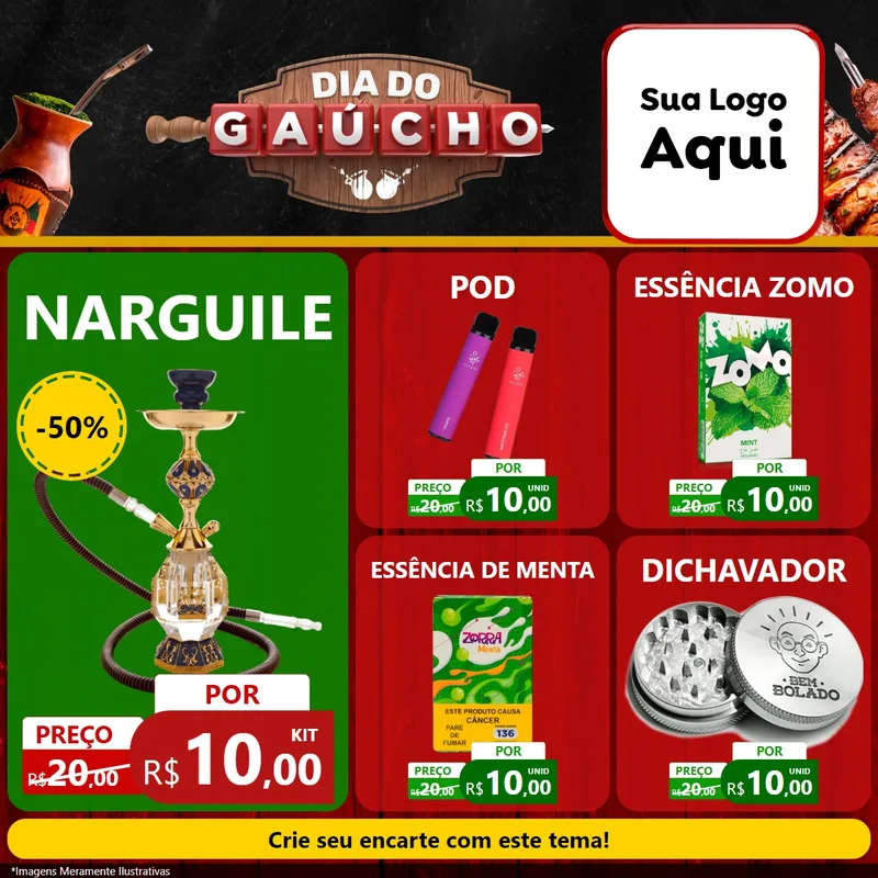 Modelo de Rede Social para Feed Facebook com o tema Dia do Gaúcho para Tabacaria