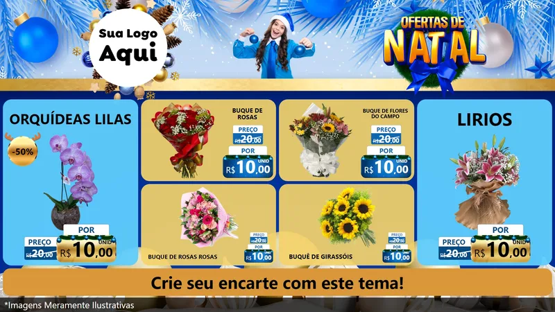 Modelo de TV para TV Horizontal com o tema Ofertas de Natal para Floricultura e jardim