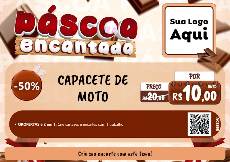 Modelo de Cartaz para Cartaz A4 Horizontal com o tema Páscoa Encantada para Moto peças