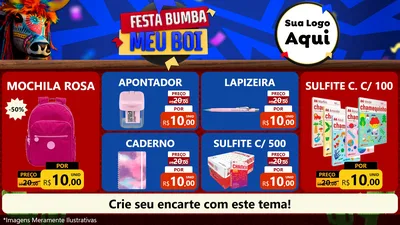 Modelo de TV para TV Horizontal com o tema Festa Bumba meu Boi para Papelaria