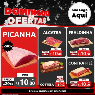 Modelo de Rede Social para Feed Facebook com o tema Domingou de Ofertas para Açougue