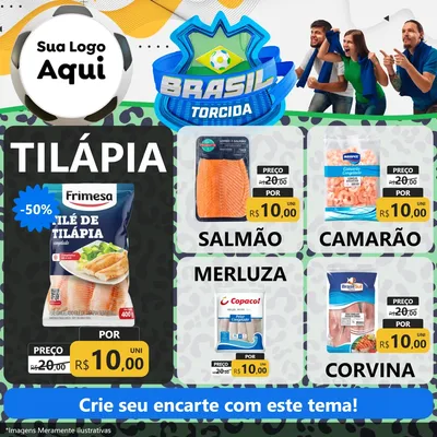 Modelo de Rede Social para Feed Facebook com o tema Brasil Torcida - Copa para Peixaria