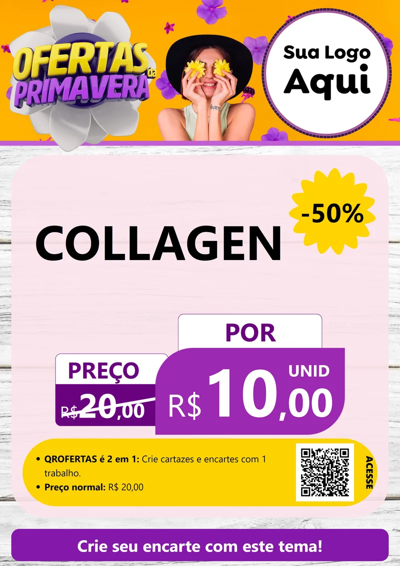 Modelo de Cartaz para Cartaz A4 Vertical com o tema Ofertas Da Primavera para Suplementos alimentares
