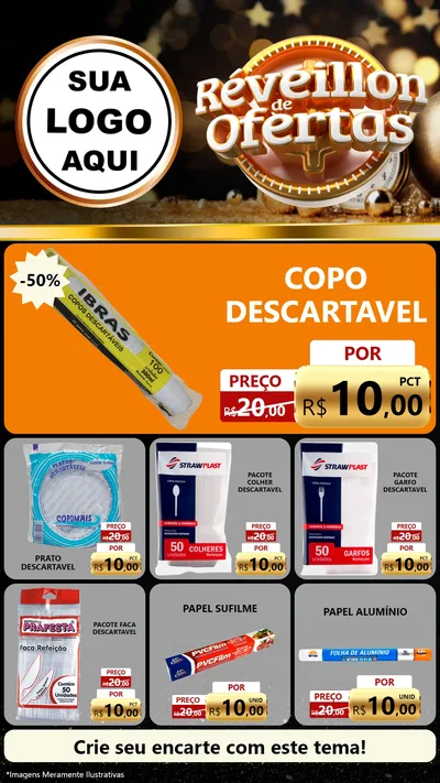 Modelo de Rede Social para Stories com o tema Réveillon de Ofertas para Embalagens