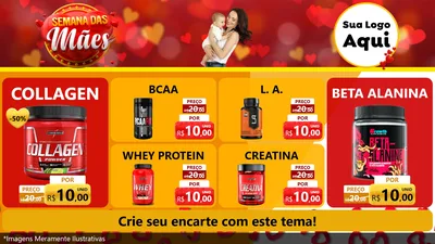 Modelo de TV para TV Horizontal com o tema Semana das Mães para Suplementos alimentares