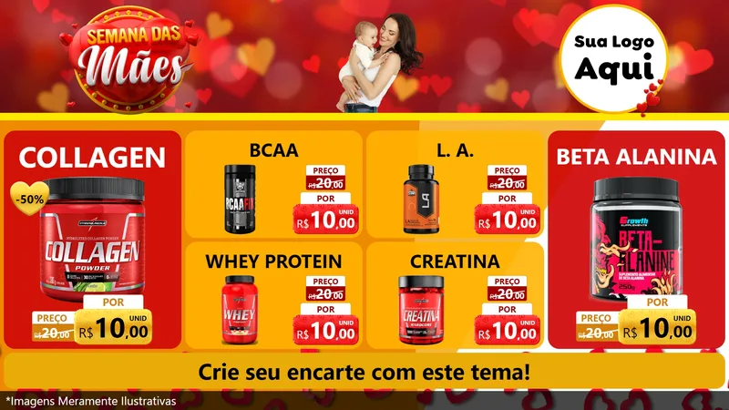 Modelo de TV para TV Horizontal com o tema Semana das Mães para Suplementos alimentares