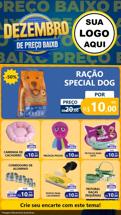 Modelo de Rede Social para Stories com o tema Dezembro de Preço Baixo para Pet Shop