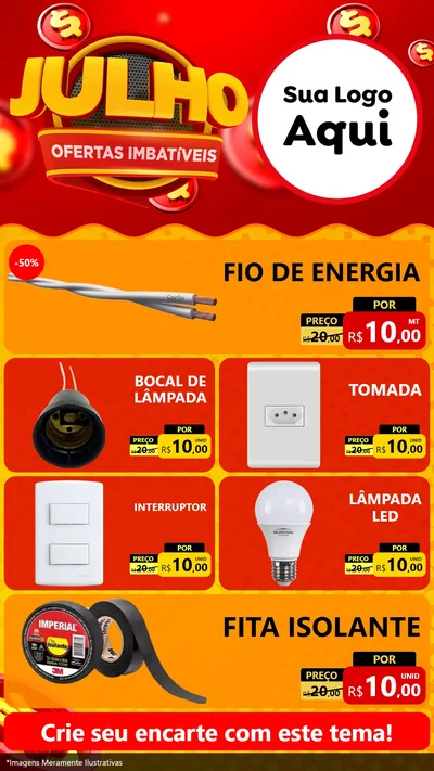 Modelo de TV para TV Vertical com o tema Julho Ofertas Imbatíveis para Materiais Elétricos