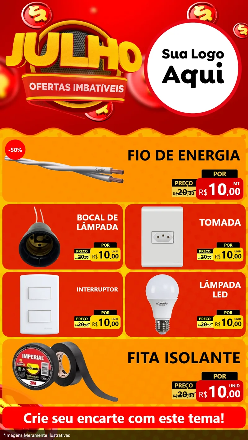 Modelo de TV para TV Vertical com o tema Julho Ofertas Imbatíveis para Materiais Elétricos