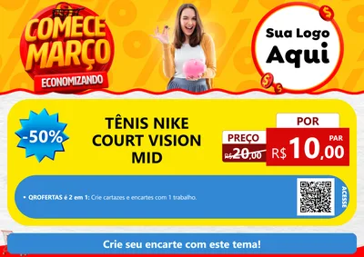 Modelo de Cartaz para Cartaz A4 Horizontal com o tema Comece Março Economizando para Calçados
