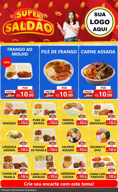 Modelo de Encarte para Encarte Grande com o tema Super Saldão para Restaurante