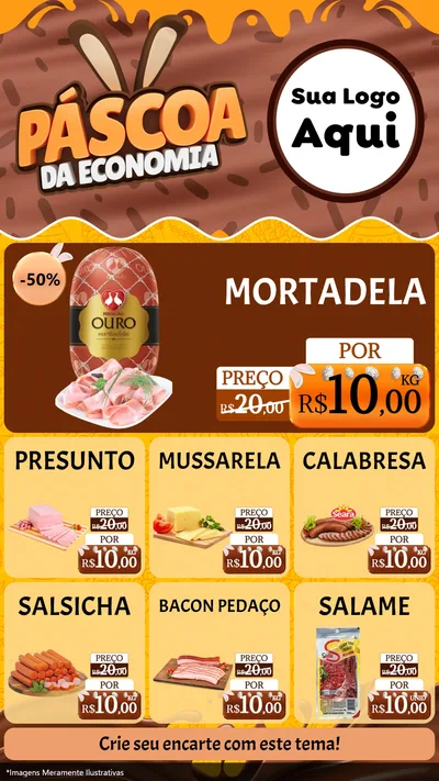 Modelo de Rede Social para Stories com o tema Páscoa da Economia para Frios e Laticínios