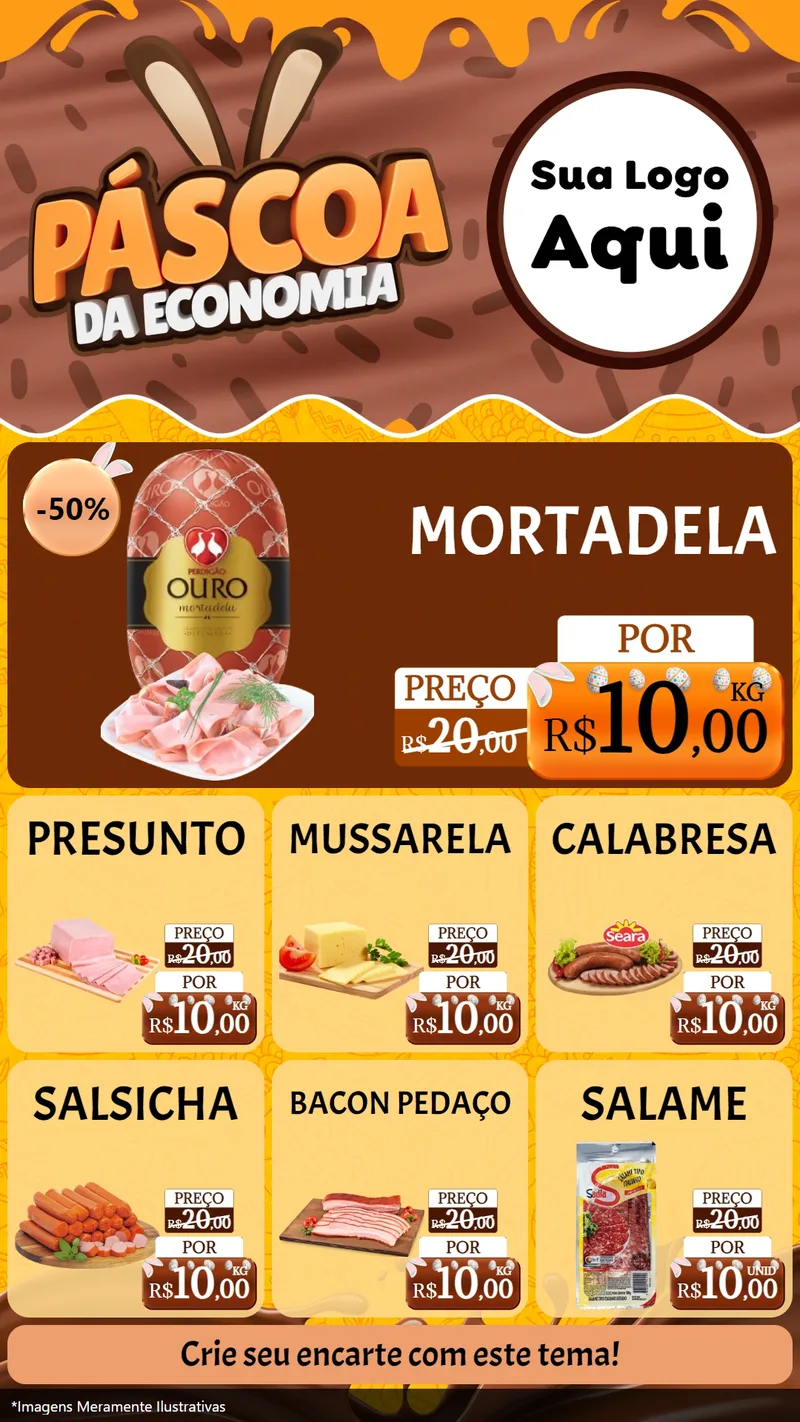 Modelo de Rede Social para Stories com o tema Páscoa da Economia para Frios e Laticínios