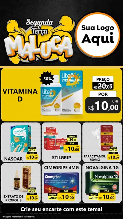 Modelo de Rede Social para Stories com o tema Segunda e Terça Maluca para Farmácia