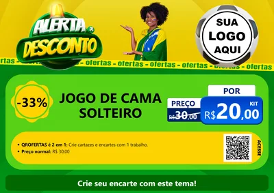 Modelo de Cartaz para Cartaz A4 Horizontal com o tema Alerta de Desconto para Cama, Mesa e Banho