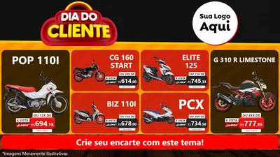Modelo de TV para TV Horizontal com o tema Dia do Cliente para Concessionaria de Motos