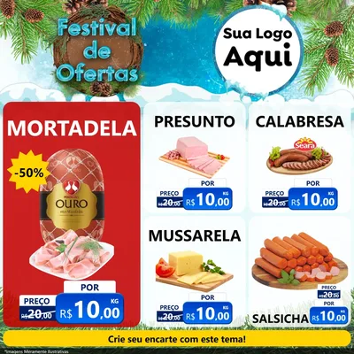 Modelo de Rede Social para Feed Facebook com o tema Festival de Ofertas - Inverno para Frios e Laticínios