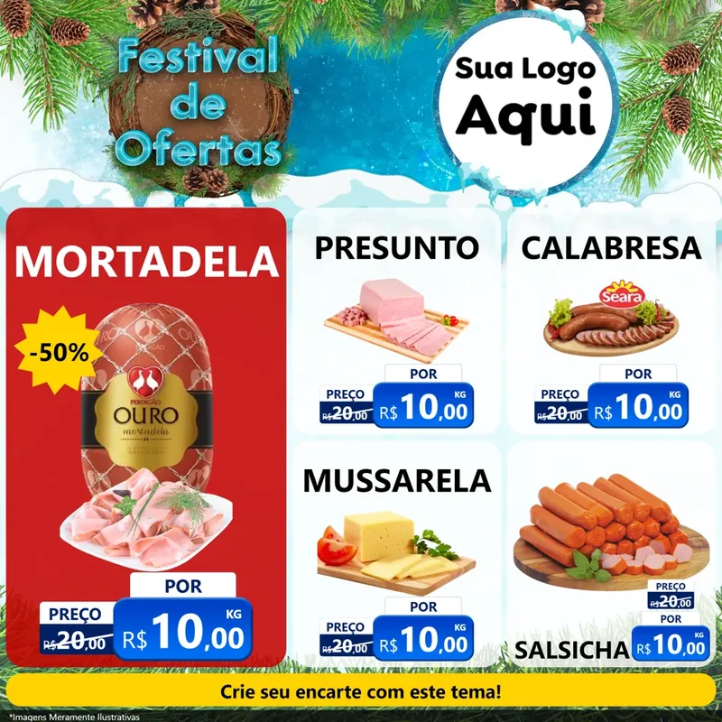 Modelo de Rede Social para Feed Facebook com o tema Festival de Ofertas - Inverno para Frios e Laticínios