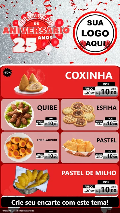 Modelo de TV para TV Vertical com o tema Promoção de Aniversário - 25Anos para Salgadaria